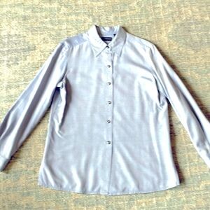 Liz Claiborne raw silk blue/grey button down blouse